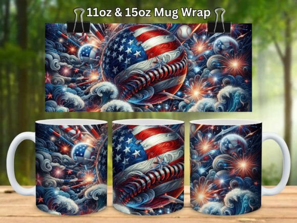 Baseball 11oz 15oz Mug Wrap PNG V.11