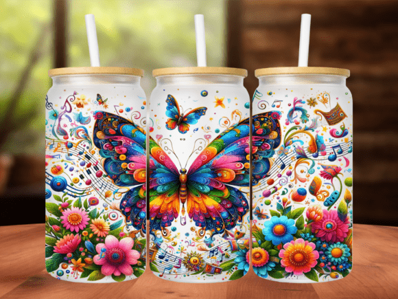 Butterfly Floral Splash 16oz Tumbler PNG: A Versatile Design for Custom Creations
