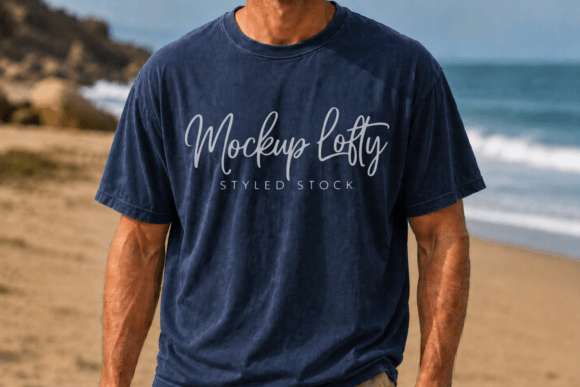Comfort Colors 1717 Navy T-shirt Mockup