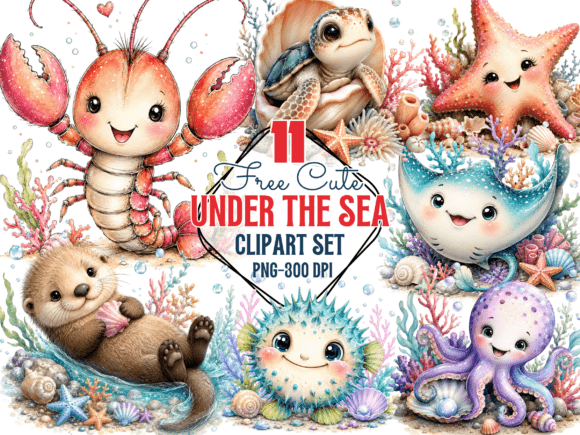 Cute Under the Sea PNG Clipart Set Free