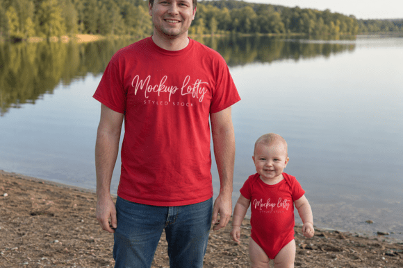 Daddy and Me Gildan 5000 Red Mockup 16