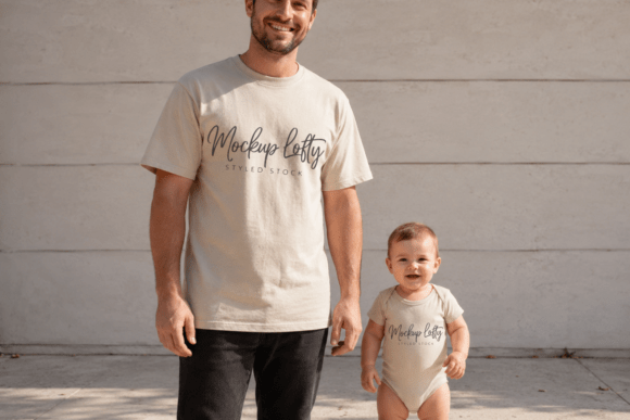 Daddy and Me Gildan 5000 Sand Mockup 20