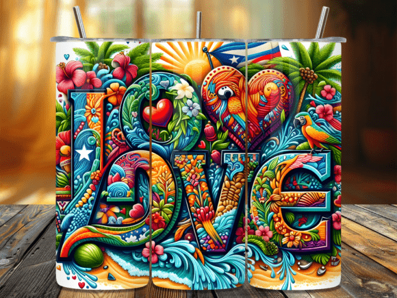 Discover the Puerto Rico Love Tropical Tumbler Wrap Design