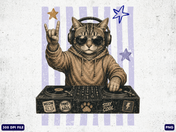 DJ Cat PNG Funny Music Cat Clipart