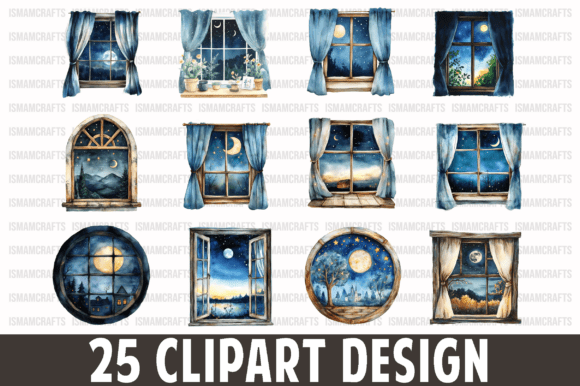 Exploring the Night Window View Watercolor Clipart PNG: A Versatile Digital Asset for Creative Projects