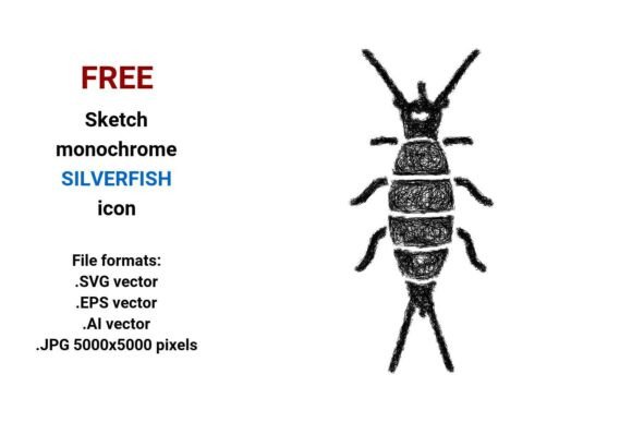 FREE Sketch Silverfish Icon: Clean, Scalable, and Ready for Real Use