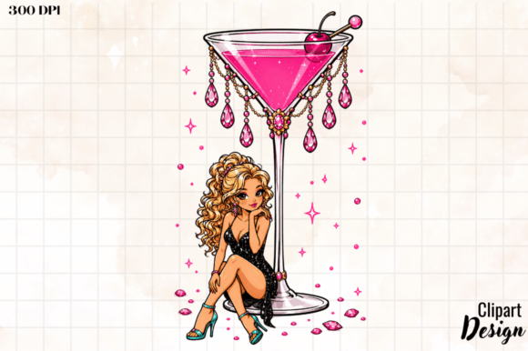 Glam Martini Clipart PNG Design: Elevating Your Creative Projects with Elegance and Sparkle