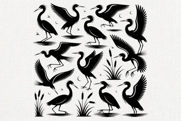 Heron Silhouette Art: Minimalist Elegance for Nature Design