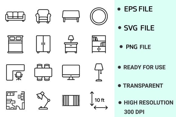 Minimalist Furniture Layout Icons Set