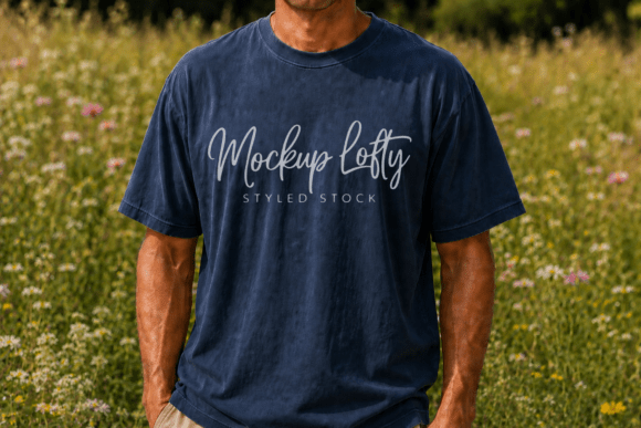 Navy Comfort Colors 1717 T-shirt Mockup