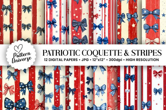 Patriotic Bows Stripes Patterns