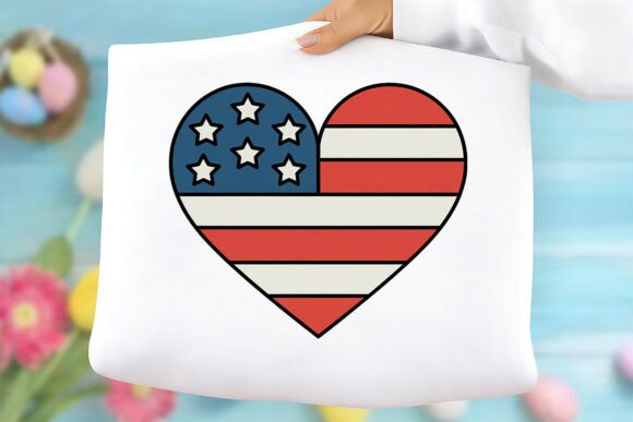 Patriotic Heart USA Flag PNG