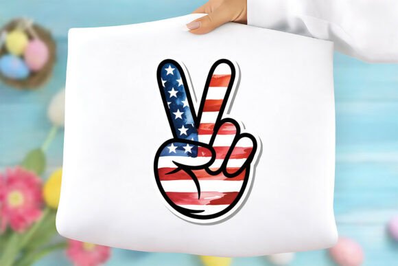 Patriotic Peace Hand USA Flag PNG