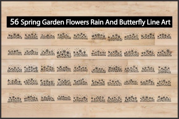 Spring Garden Flowers Rain and Butterfly