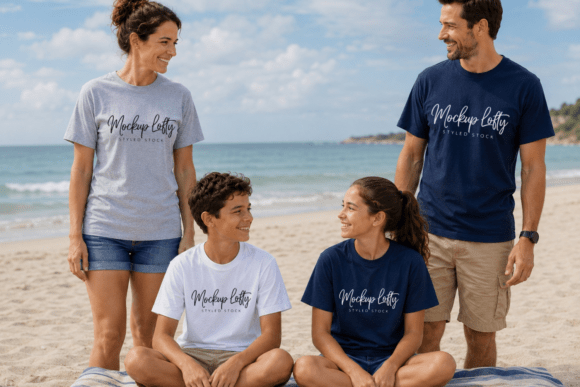 Summer Gildan 5000 Family Group Mockup: Present Your Designs with Clarity, Warmth, and Professional Polish