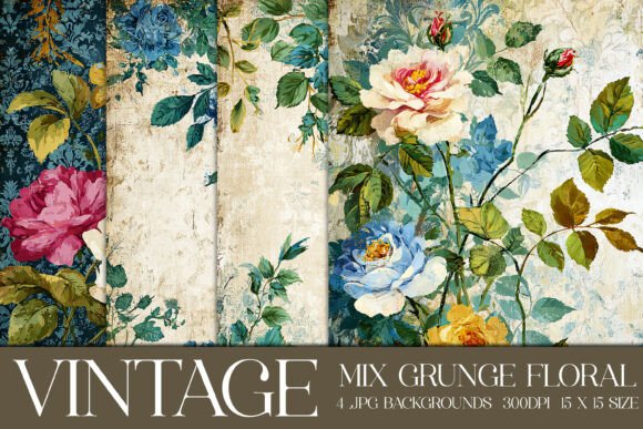 Vintage Grunge Floral Backgrounds S5
