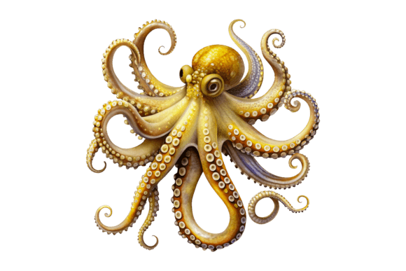 Watercolor Octopus in Vintage Style PNG: Versatile, High-Quality Design Assets for Creators