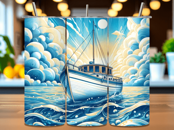 What Is the Ocean Fishing Boat Tumbler Wrap PNG?