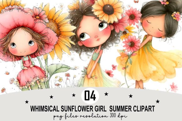 Whimsical Sunflower Girl Clipart: A Creative Resource for Design Enthusiasts